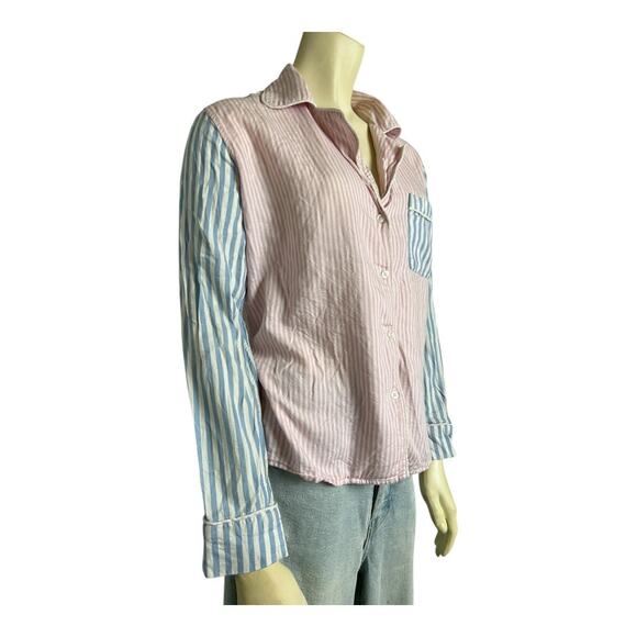 Rails Clara Mixed Orchid Stripe Button Down Pajama Shirt Top Small Preppy Twee - Picture 3 of 7